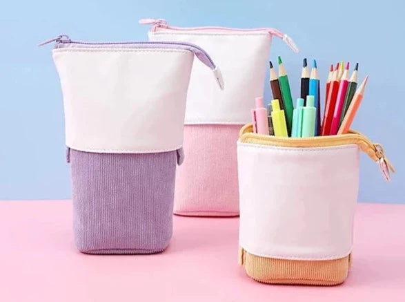 Pop-Up Stifteetui mit abklappbarer Manschette, Corduroy-Optik – Produktbild 1