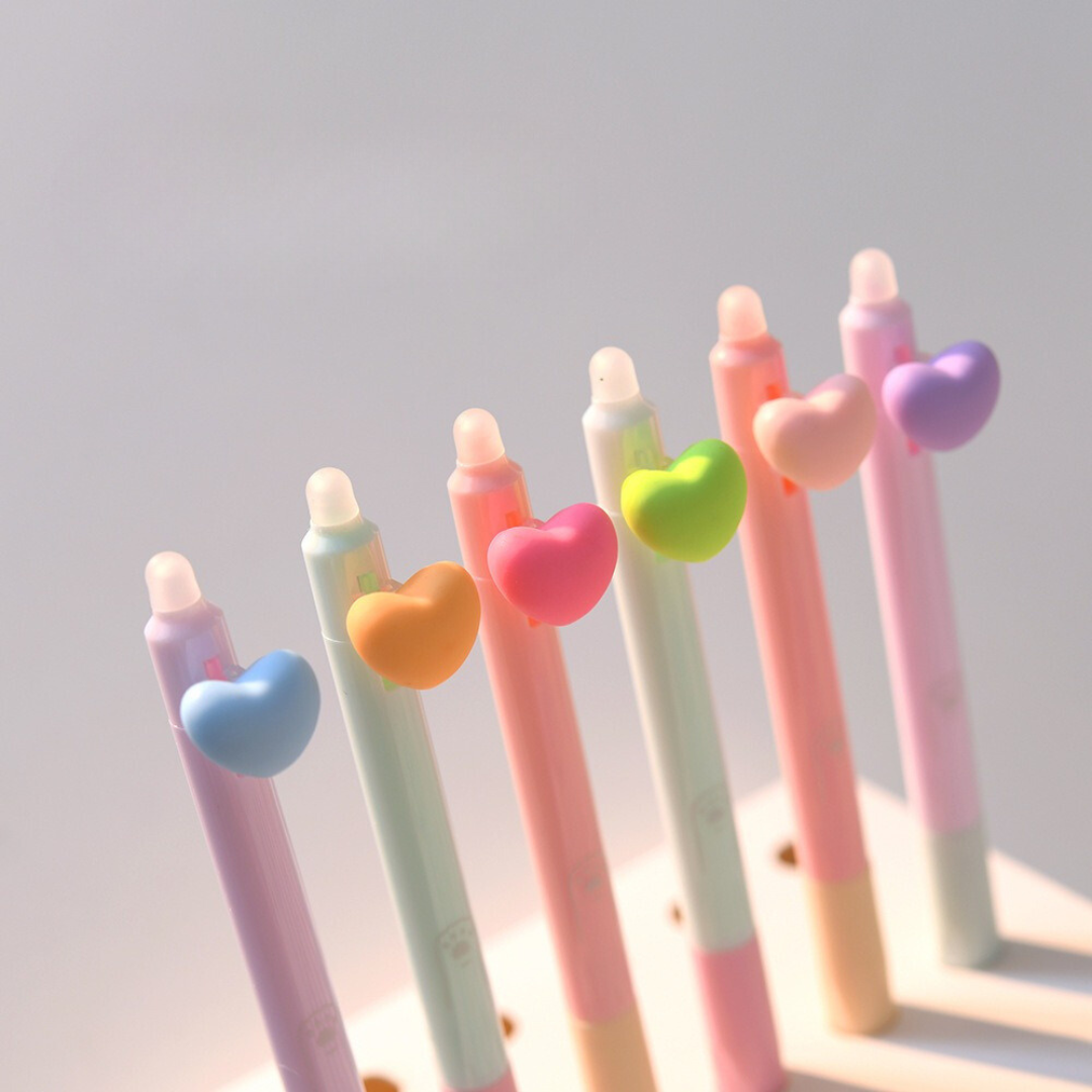 Herz-Klickstift mit radierbarer Tinte, 6 Gehäusefarben – Produktbild 2