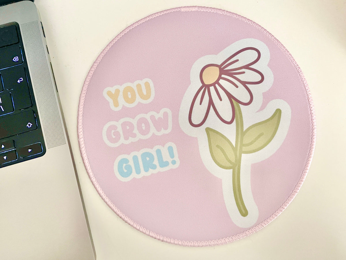 Mousepad 'You Grow Girl' mit Gummifuß, 20 cm Durchmesser – Produktbild 1